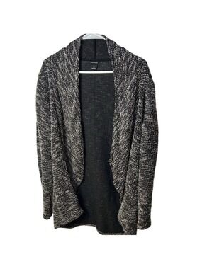 Club Monaco Black and White Boucle Knit Open Draping Cardigan size Large